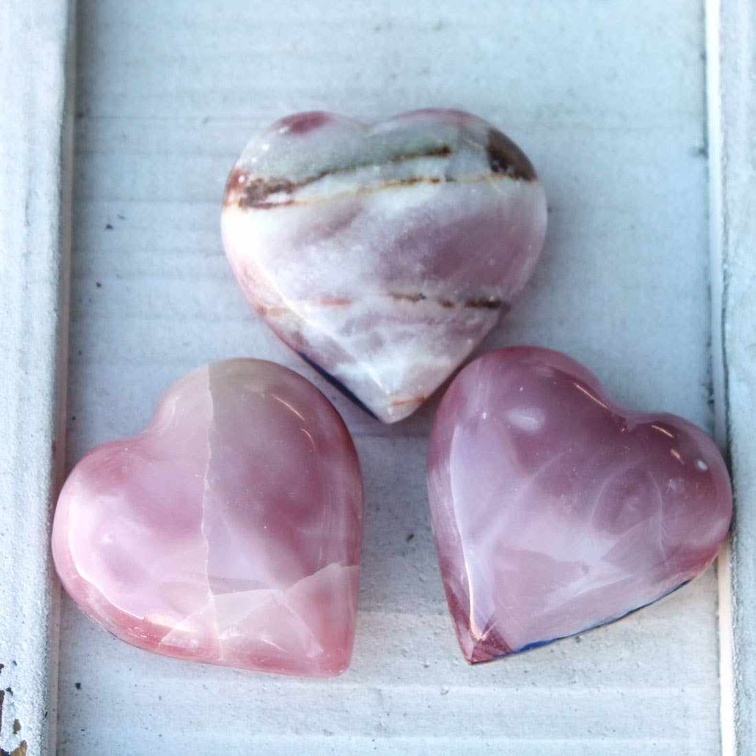 Corazón de ónix rosa – Piedra pulida de 3,8 cm para el amor, la curación y la decoración