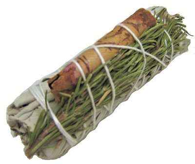 Varita para Sahumar de Canela, Romero, Yerba Santa y Salvia Blanca (10.16 cm)