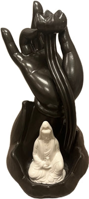 Quemador de incienso de reflujo de cerámica de 8" - Kwan Yin y Mano - Modelo 767725