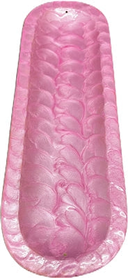 Soporte de incienso de madera hecho a mano con forma de barco, individual - Rosa, patrón de escamas