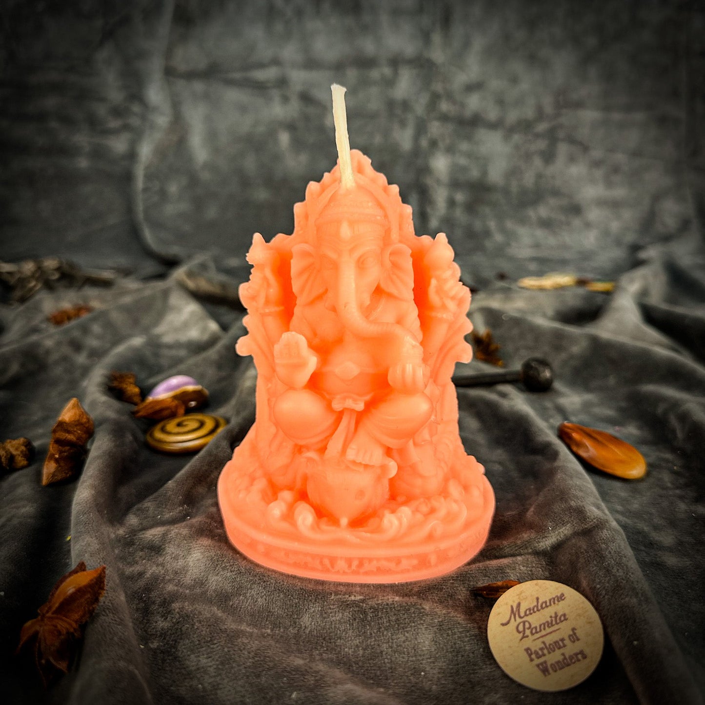Vela de cera de abeja Ganesha - Magia para eliminar obstáculos y atraer el éxito