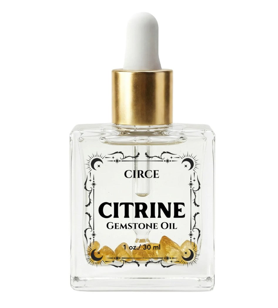 Aceite Corporal de Citrino – Abundancia y Aceite Ritual de Resplandor Cristalino