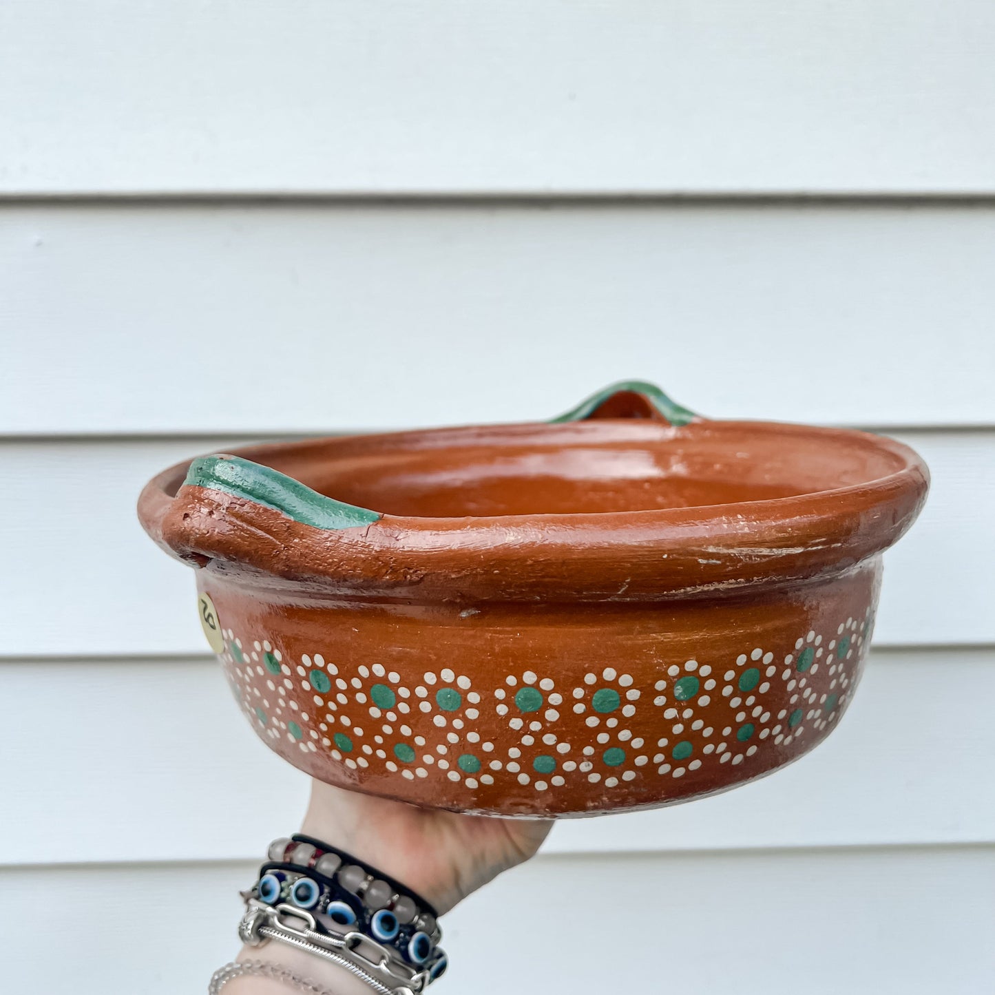 Olla de Barro Tradicional Mexicana 500mL-1000mL Asas Verdes