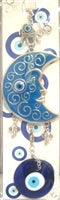 Ojo Turco - Luna azul claro con adorno/amuleto de Ojo Turco 10"