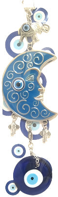 Ojo turco - Luna azul clara con amuleto de ojo turco de 25.4 cm
