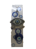 Ojo Turco - Amuleto de Ojo Blanco con contorno Azul y adorno/amuleto de Ojo Turco de 8"
