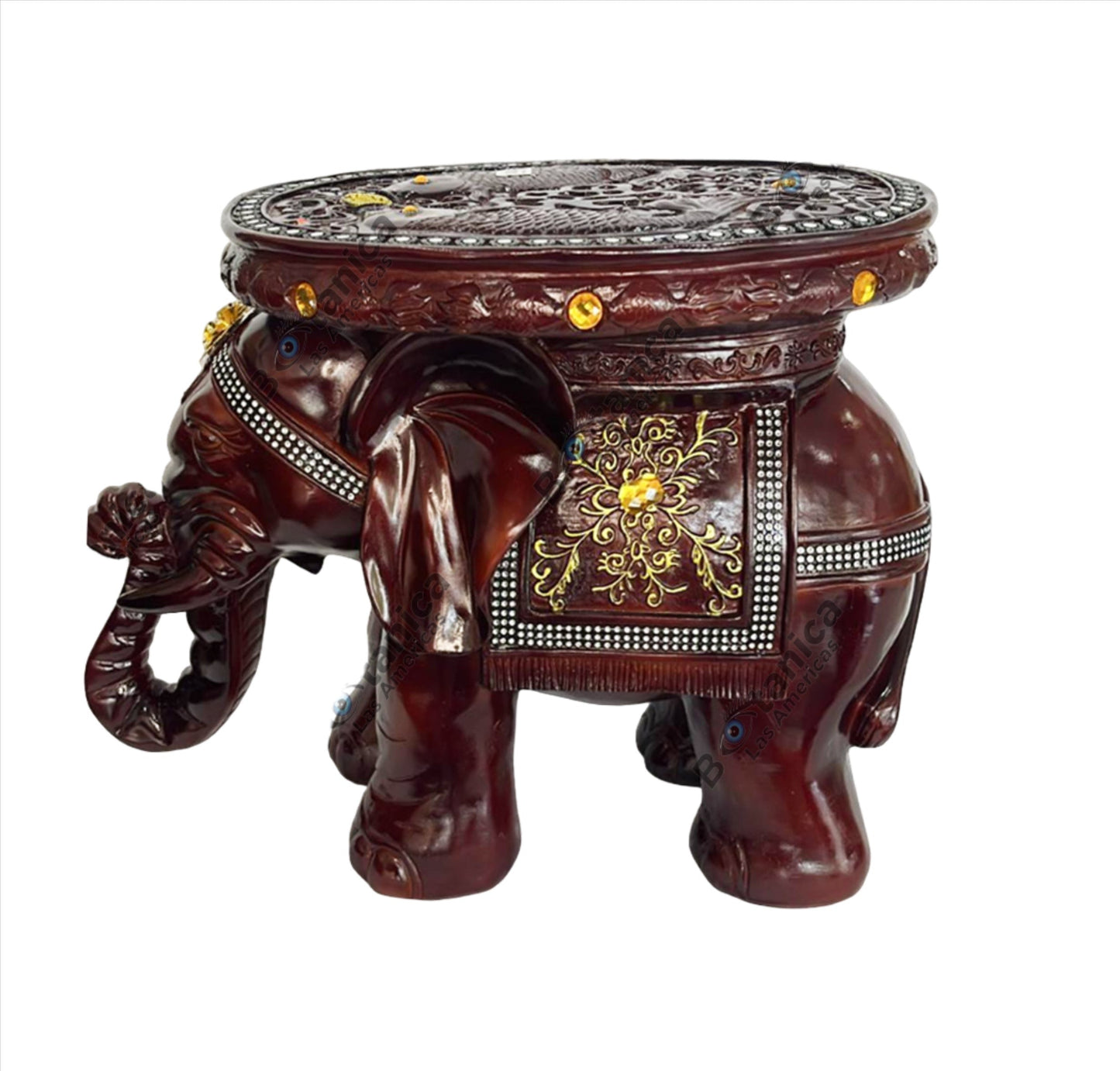 CARAMEL-COLORED ELEPHANT PEDESTAL