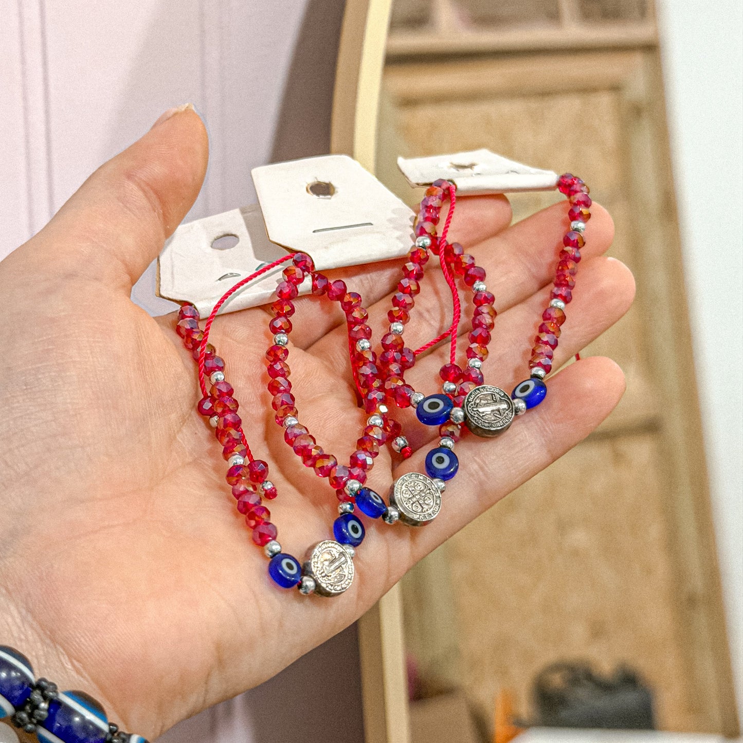 Red Cross Mal de Ojo Protection Bracelet