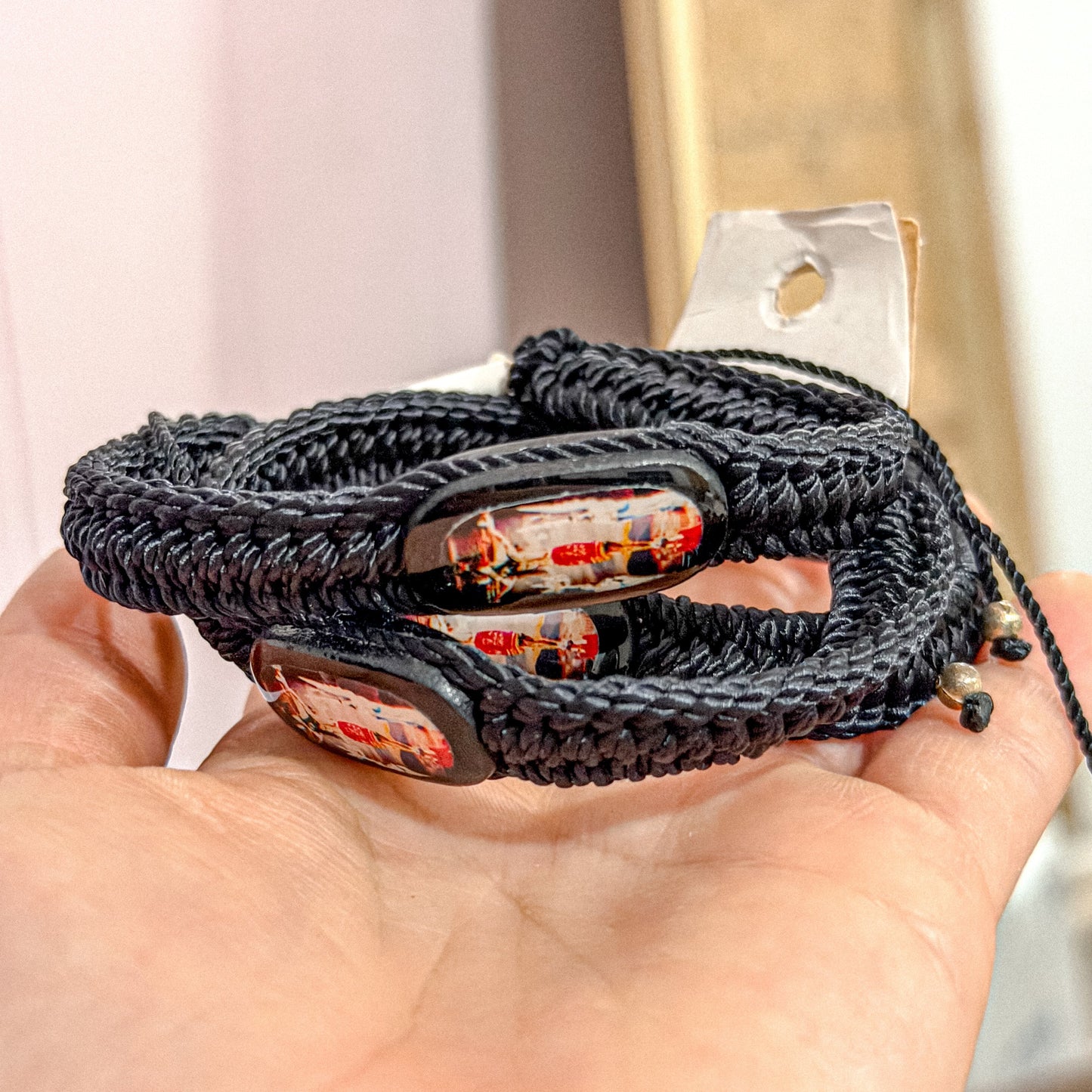 Pulsera Ajustable de Jesucristo Negro