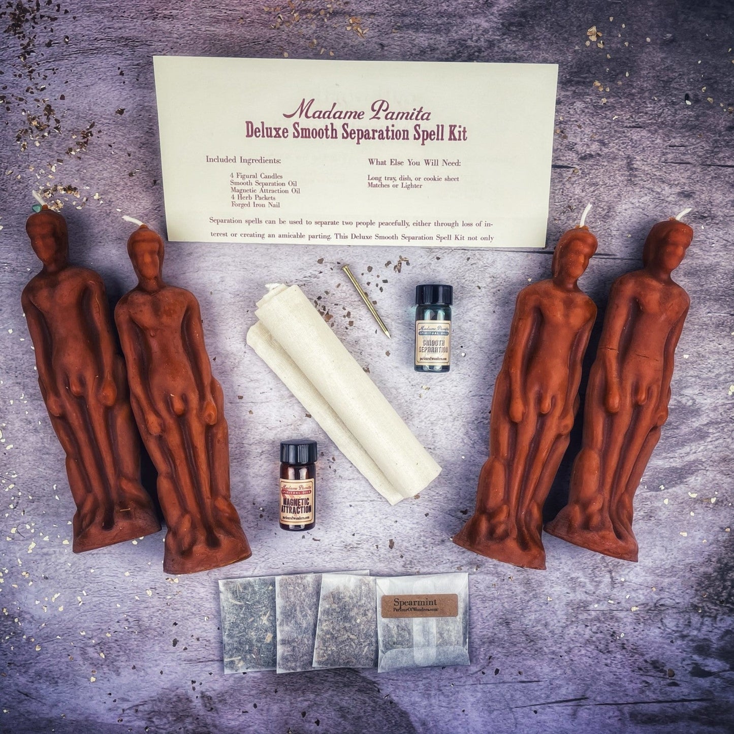 Kit de hechizo para velas de separación suave de lujo - Hombre/Hombre | Separación pacífica y dirección del amor