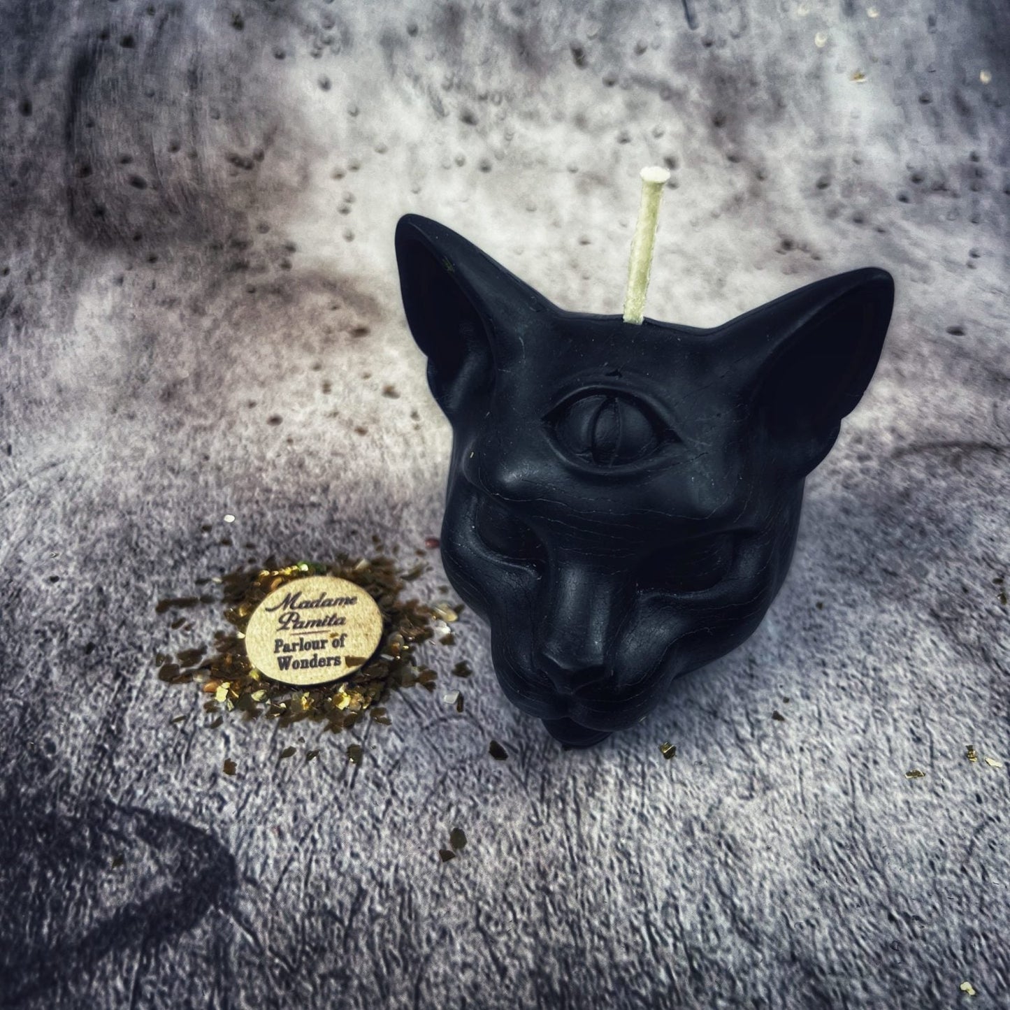 Vela Mágica de Cera de Abeja "Gato Psíquico" - Magia de Intuición y Clarividencia