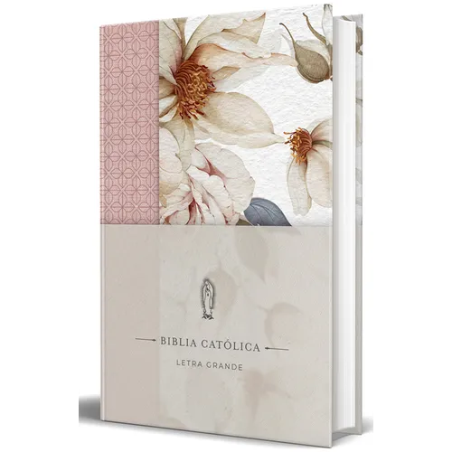 La Biblia Católica: Edición Letra Grande. Tapa Dura, Tela Rosada Con Flores - Tapa dura