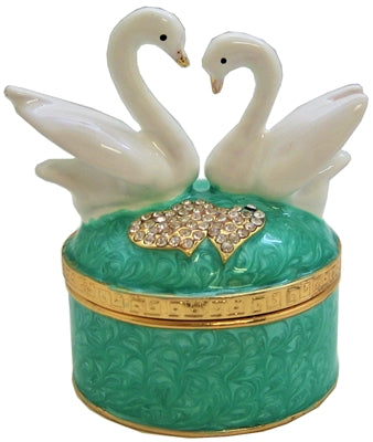 Cisnes sobre joyero/cofre de baratijas (CAJA ROSA)