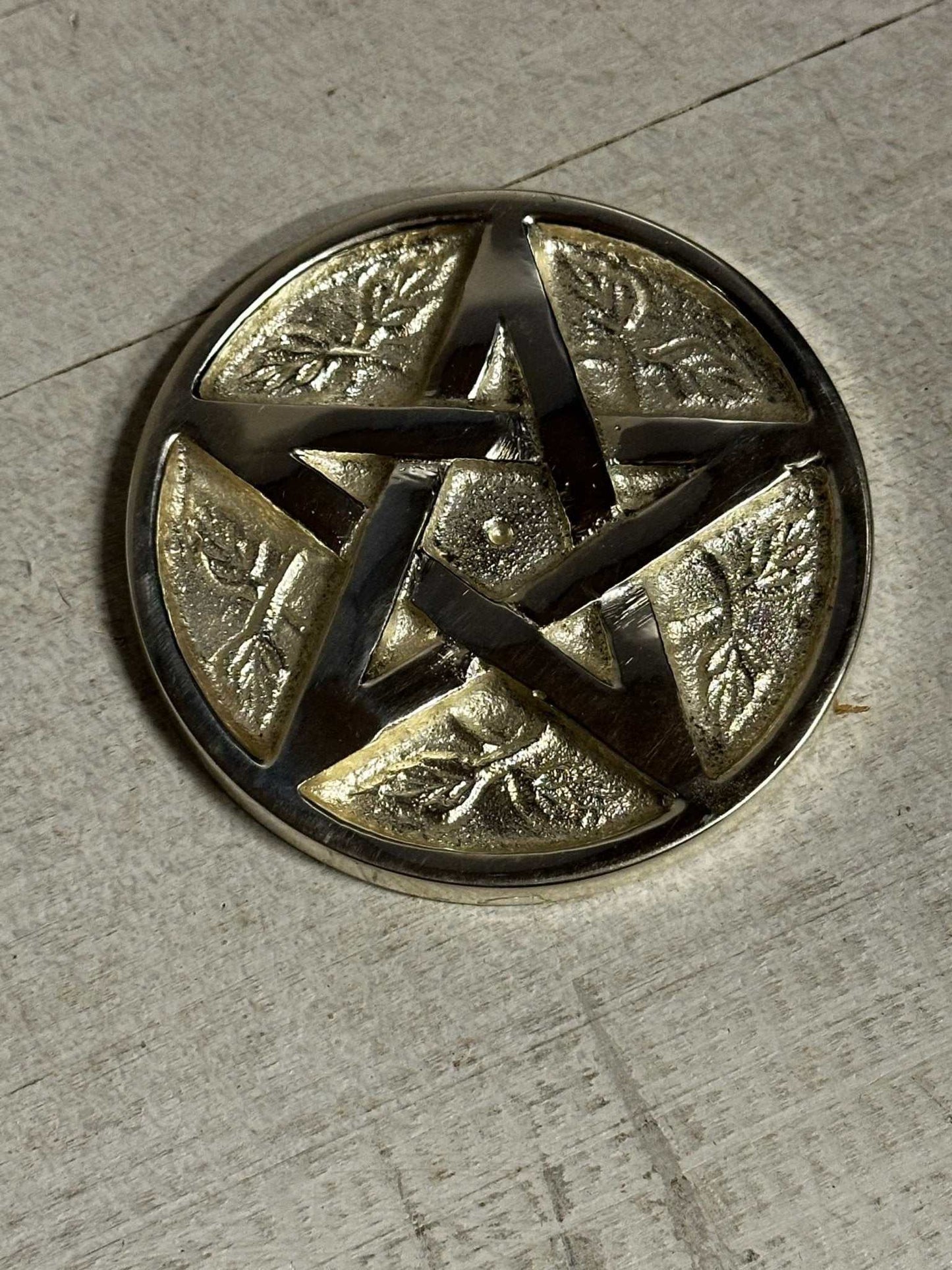 Pentagrama de latón 3" ~ Bañado en plata