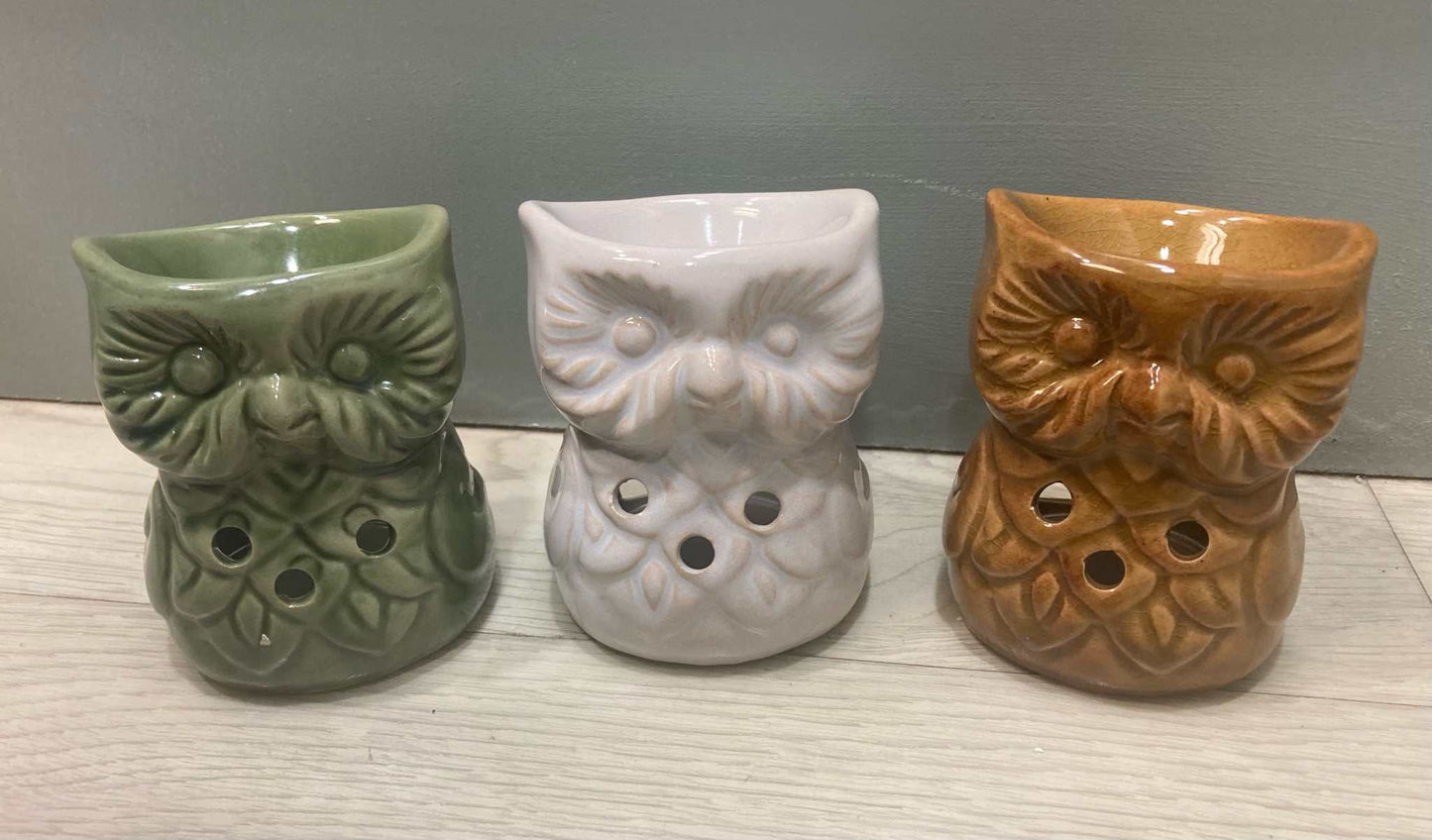 Quemador de aceite de búho de cerámica para velas de té