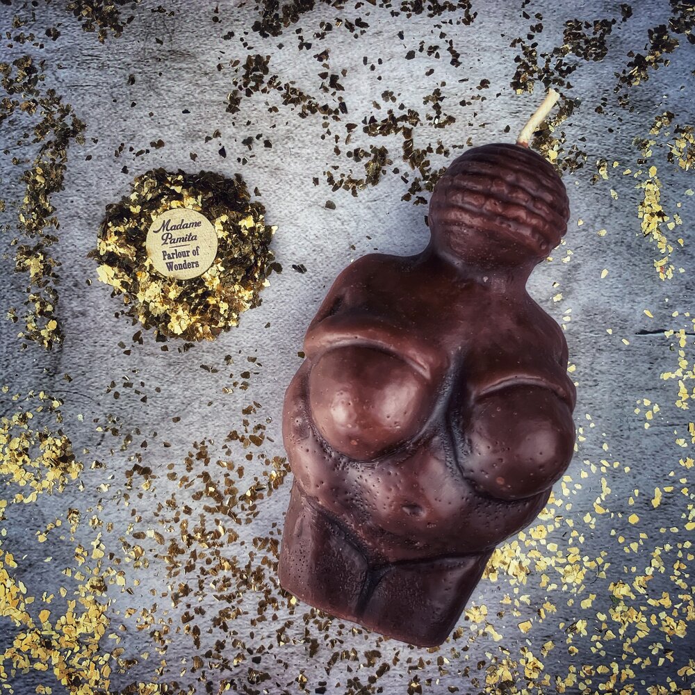 Kit de hechizos de velas de la Diosa de Willendorf - Magia de Poder Femenino y Fertilidad