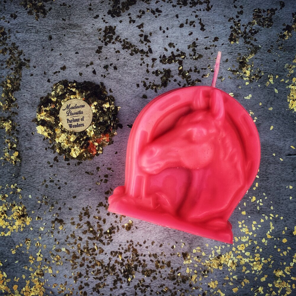 Vela Hechizo Herradura de la Suerte de Cera de Abejas - Magia de Suerte y Poder