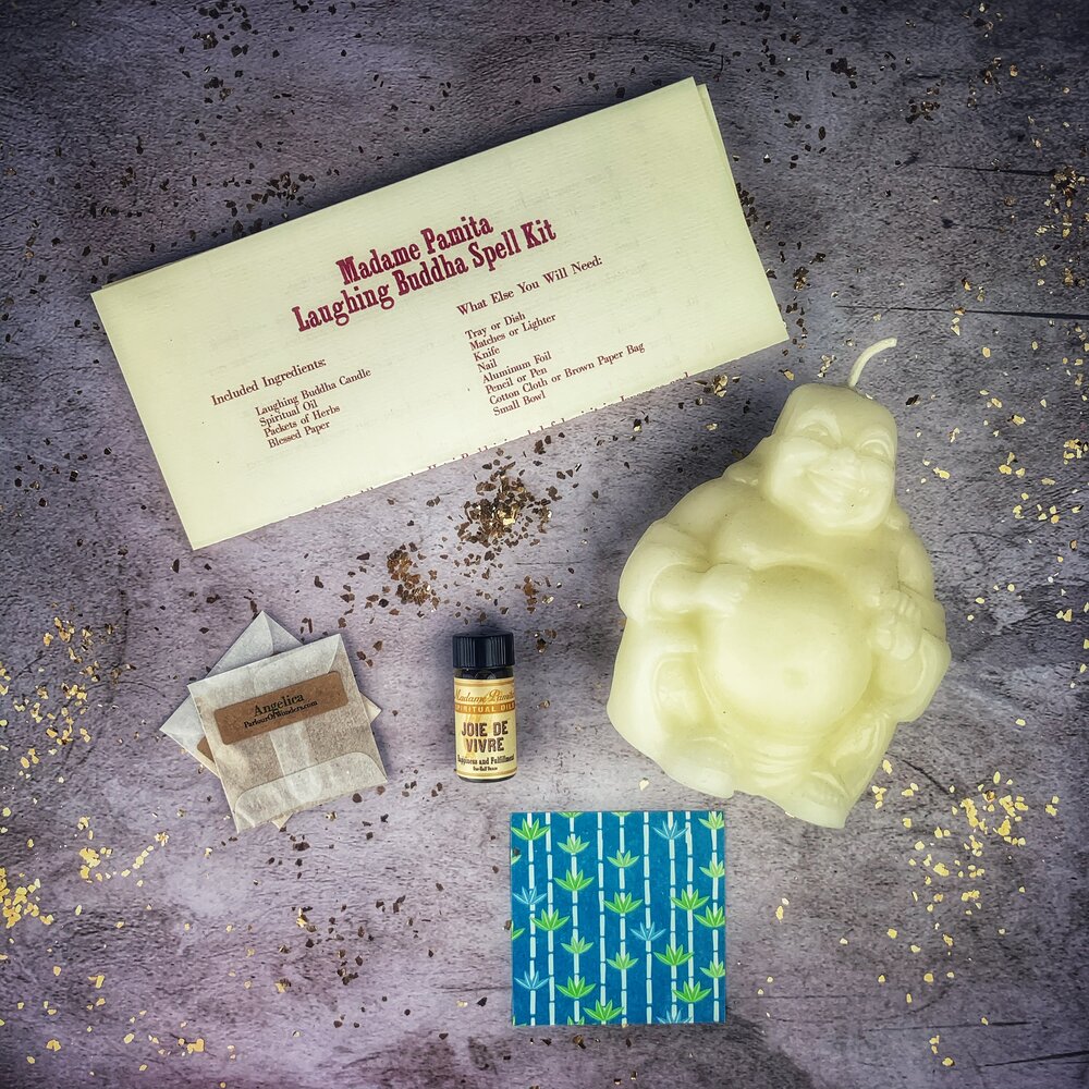 Kit de Hechizo de Vela de la Abundancia del Buda que Ríe - Magia para la Riqueza, Suerte y Prosperidad