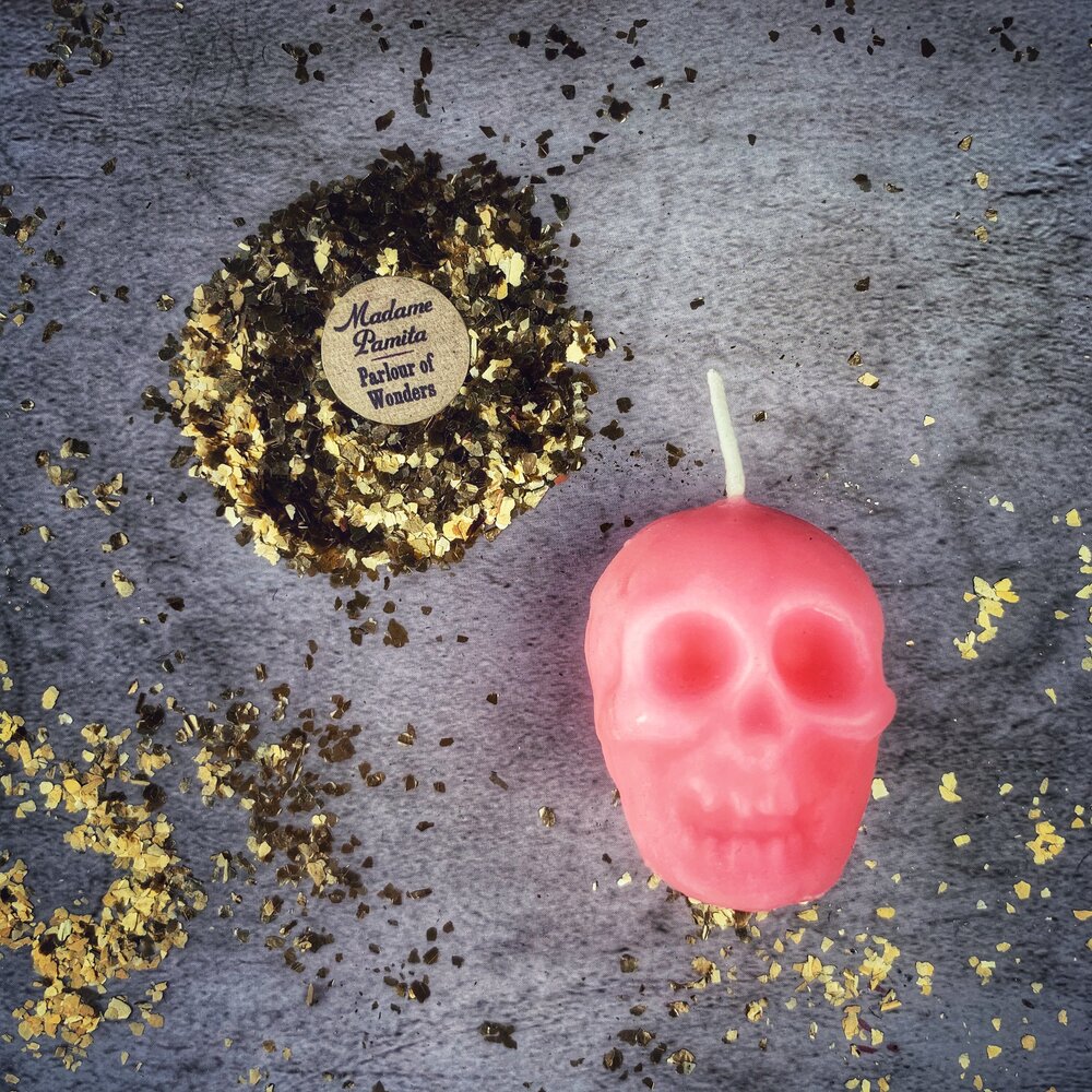 Vela Mágica de Calavera Pequeña de Cera de Abeja - Influencia Mental y Sabiduría Ancestral