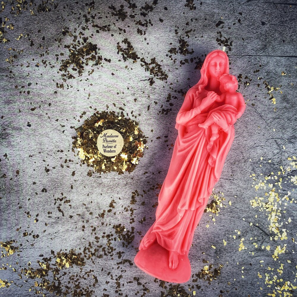Vela de cera de abeja de la Madre María – Protección Divina y Magia de Amor Incondicional