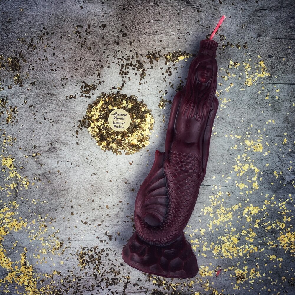 Vela de cera de abejas "Magia de sirena" - Magia de amor, belleza y diosas del agua