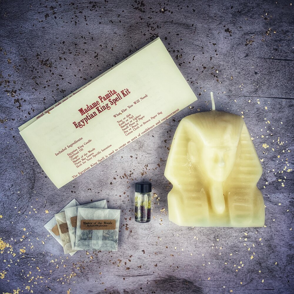 Kit de hechizos con vela de Rey Egipcio - Poder, Magnetismo y Magia Faraónica