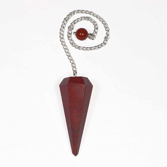 Péndulo de Jaspe Rojo punta de 6 caras