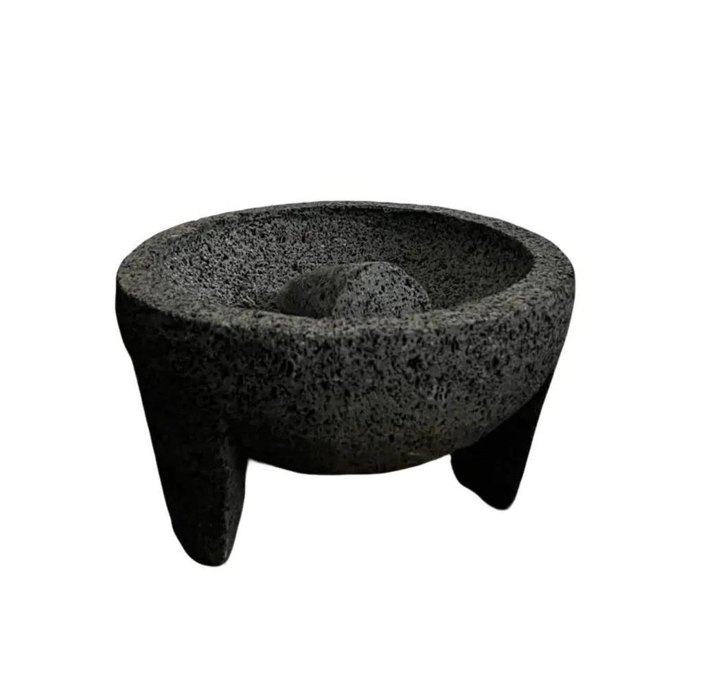 Molcajete Original 100% Piedra Volcánica de Lava Mortero y Mano - Utensilio de Cocina Versátil para Moler y Triturar Ingredientes - Utensilios