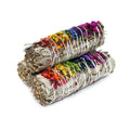 Varita de "Rueda de energía" para sahumar de salvia blanca floral (10 cm)