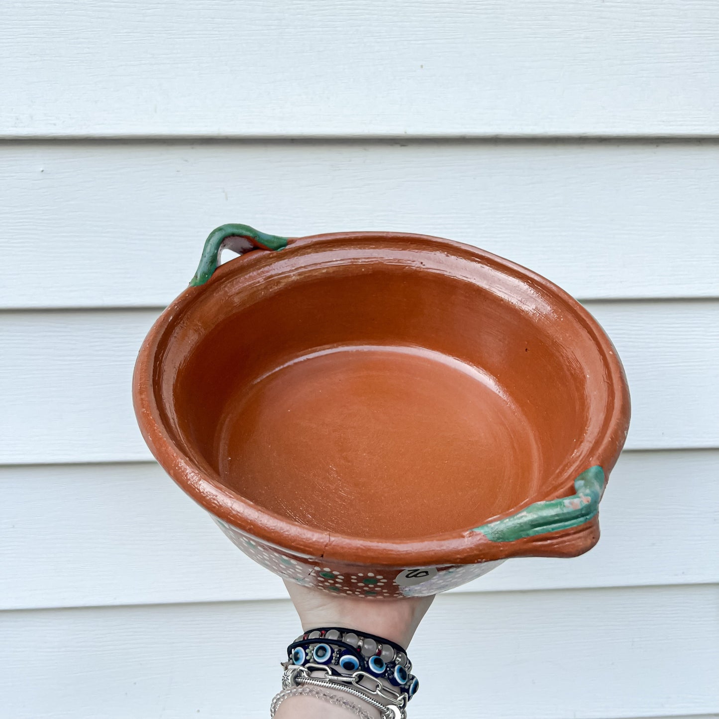 Olla de Barro Tradicional Mexicana 500mL-1000mL Asas Verdes