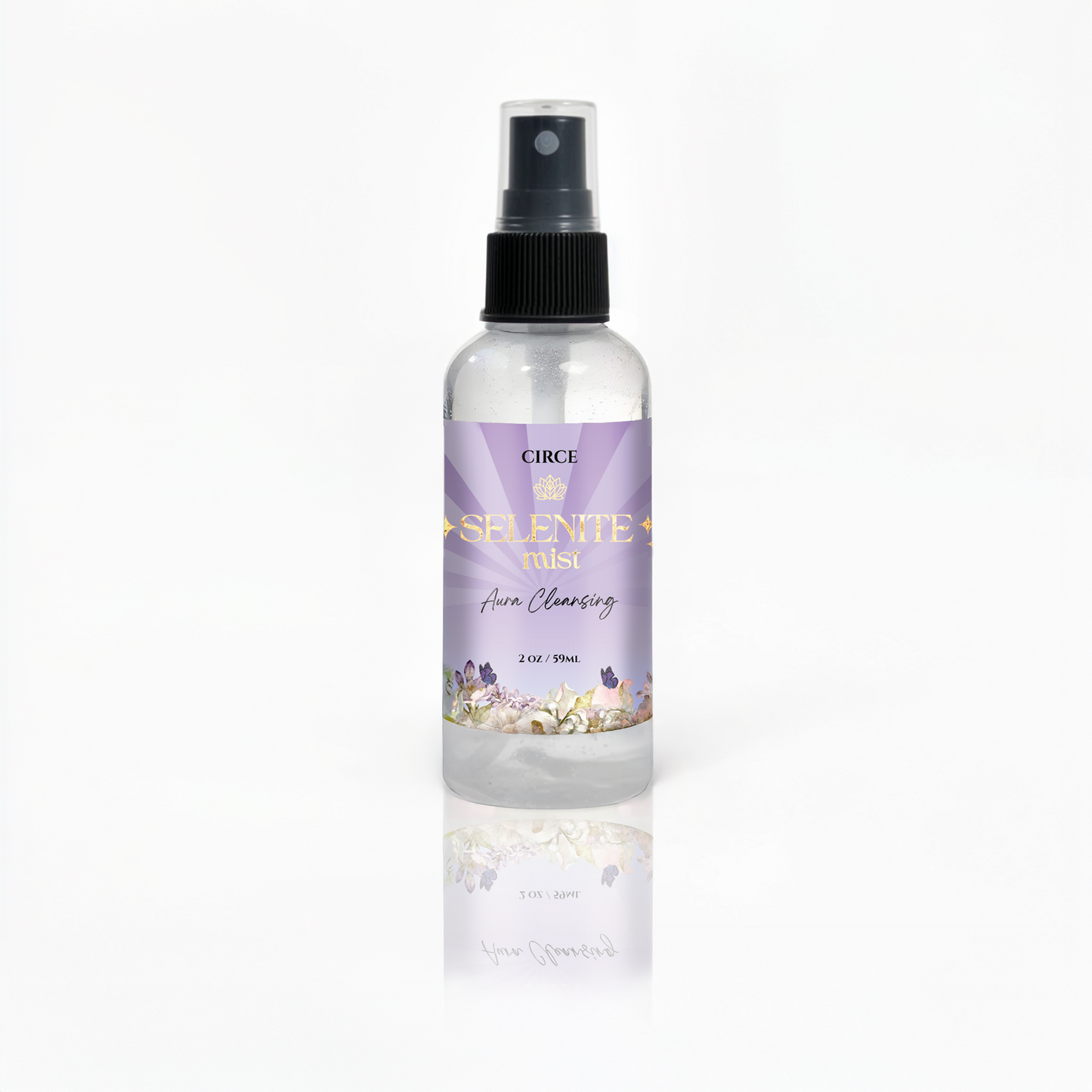 Bruma Limpiadora Áurica de Selenita – Espray Limpiador Energético de 2 oz | Té Blanco y Jengibre