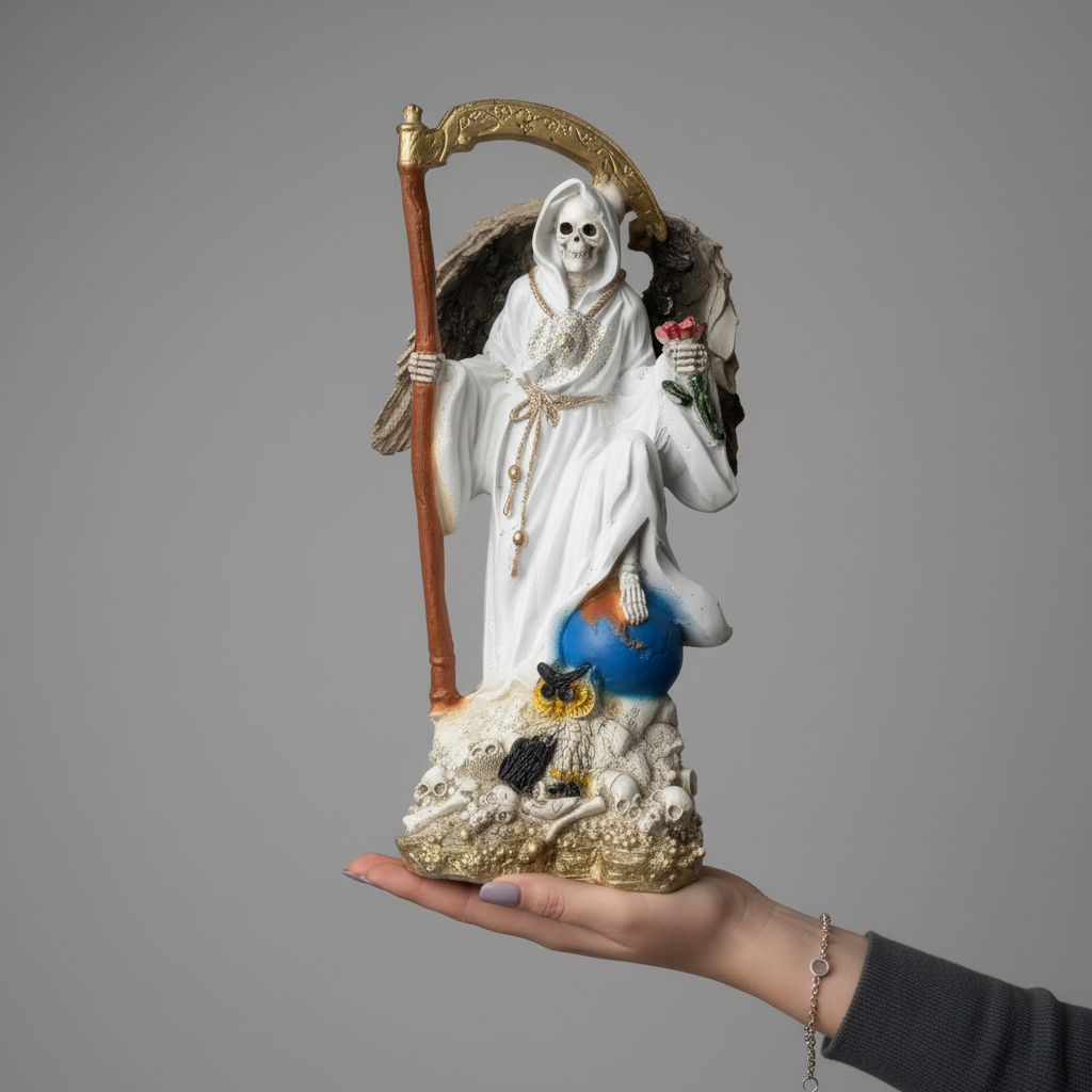 Santa Muerte Alas de Ángel Estatua Decorativa de 35.5 cm