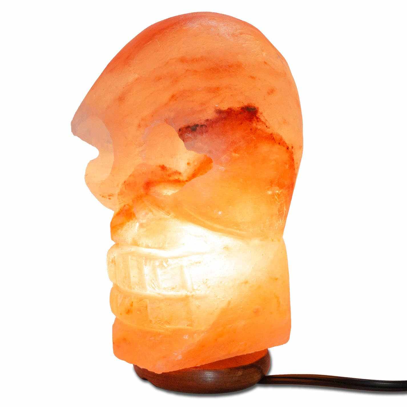 Lámpara de sal con forma de calavera - 24,13 cm promedio - Cable, Bombilla, Atenuador