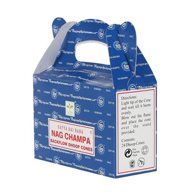 [Backflow] Conos de Dhoop de Reflujo Nag Champa de Satya (Caja de 6 Paquetes)