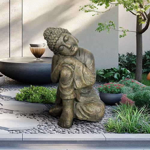 16.1 In. Outdoor Buddha Garden Statues- Large Indoor/Outdoor Meditating Buddha Statuary Decor for Outdoors, Garden Patio