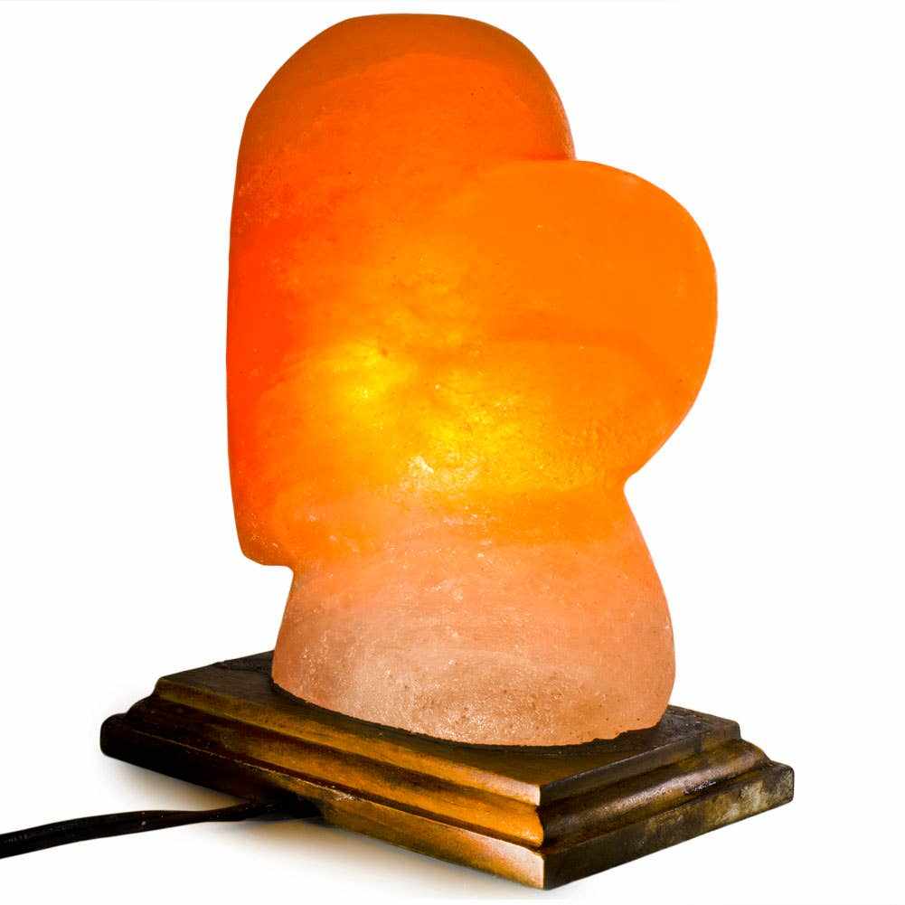 Lámpara de sal en forma de corazón - 10" promedio - Cable, foco, regulador de intensidad