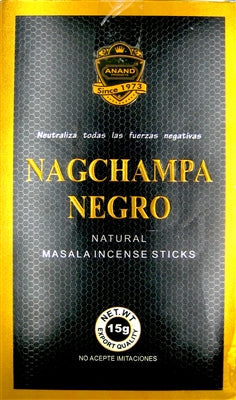 Anand - Varitas de Incienso Nag Champa Negras (15 gramos x 12 paquetes)