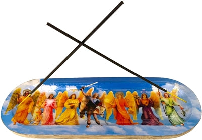 Soporte de incienso artesanal de madera con forma de barco, individual - 7 Arcángeles Azul