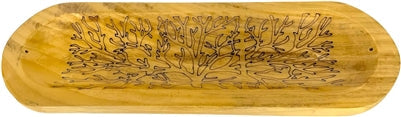Soporte de Incienso de Madera Hecho a Mano en Forma de Barco, Individual - Árbol