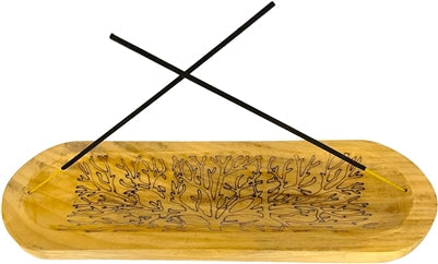 Soporte de Incienso de Madera Hecho a Mano en Forma de Barco, Individual - Árbol