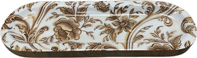 Soporte de Incienso de Madera Hecho a Mano en Forma de Barco, Individual - Flores Doradas de Lujo