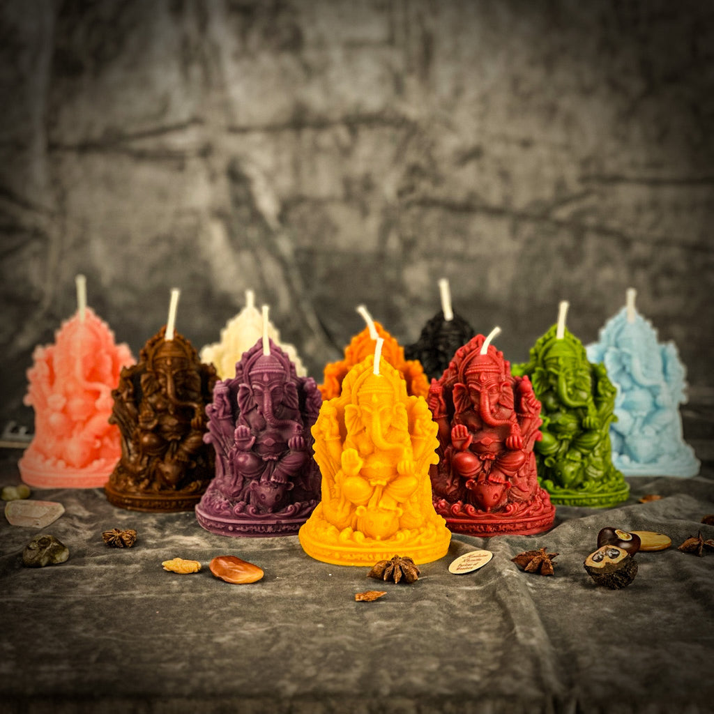 Vela de cera de abeja Ganesha - Magia para eliminar obstáculos y atraer el éxito