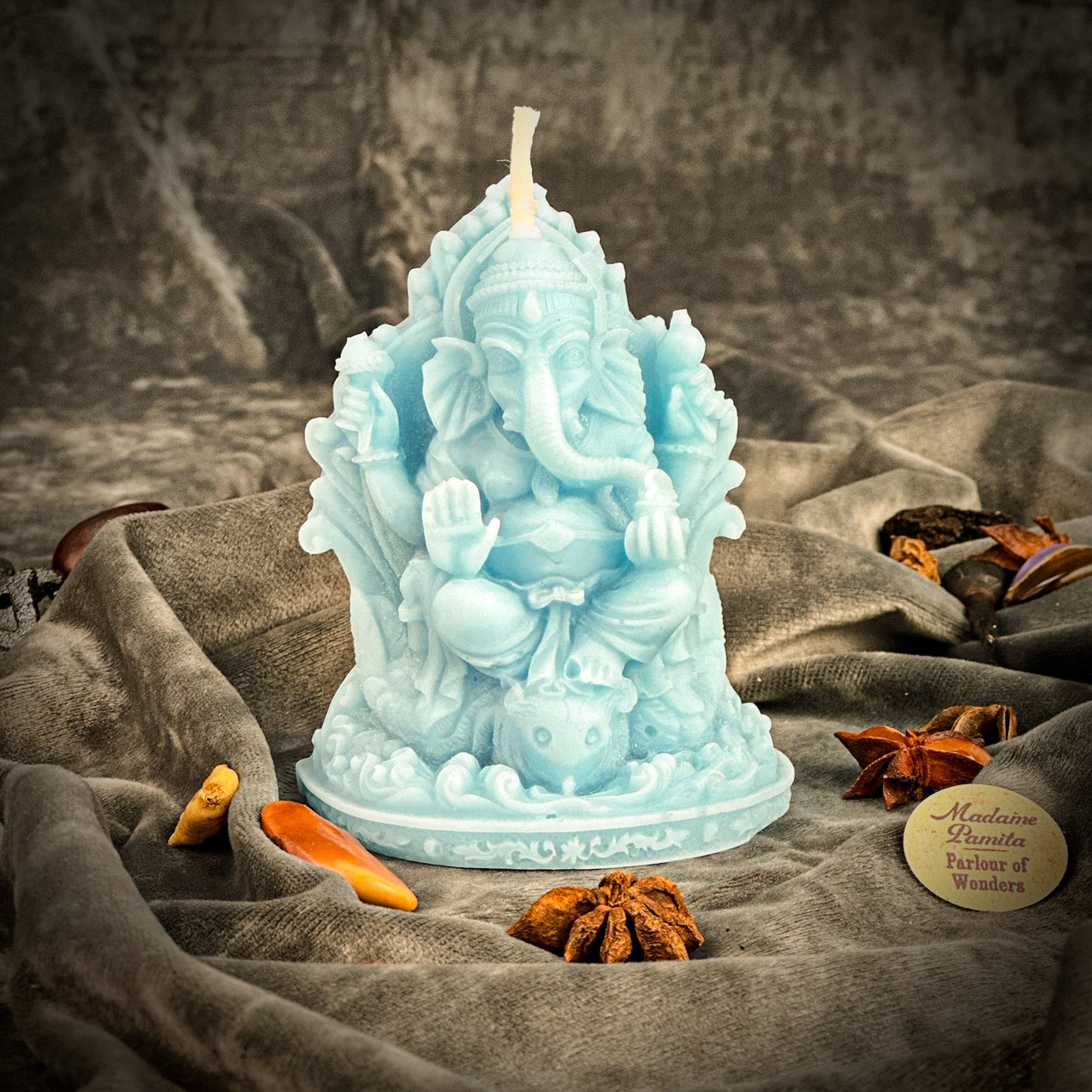Vela de cera de abeja Ganesha - Magia para eliminar obstáculos y atraer el éxito
