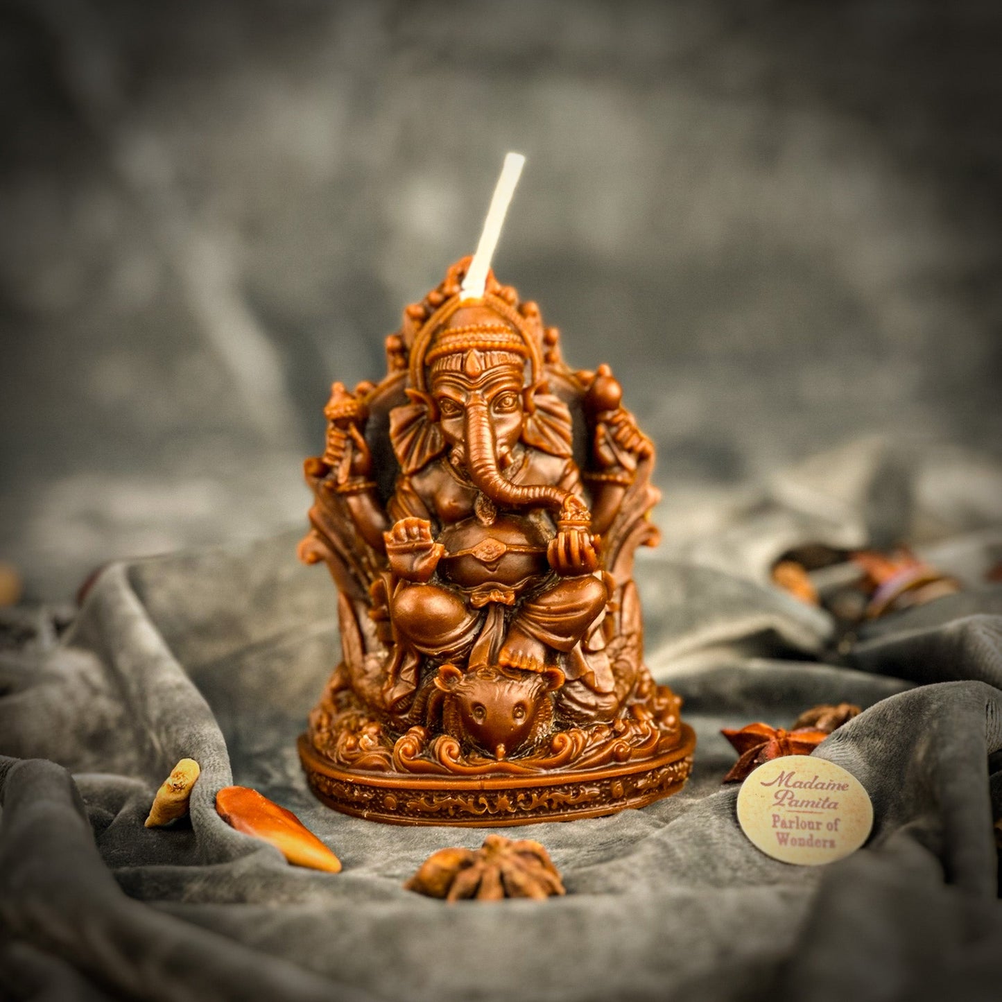 Vela de cera de abeja Ganesha - Magia para eliminar obstáculos y atraer el éxito