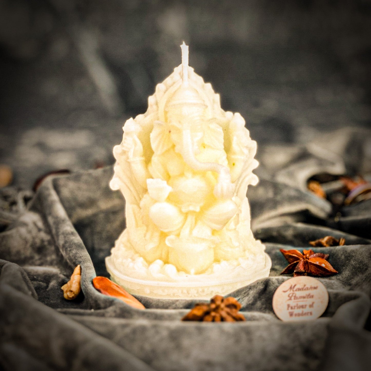 Vela de cera de abeja Ganesha - Magia para eliminar obstáculos y atraer el éxito