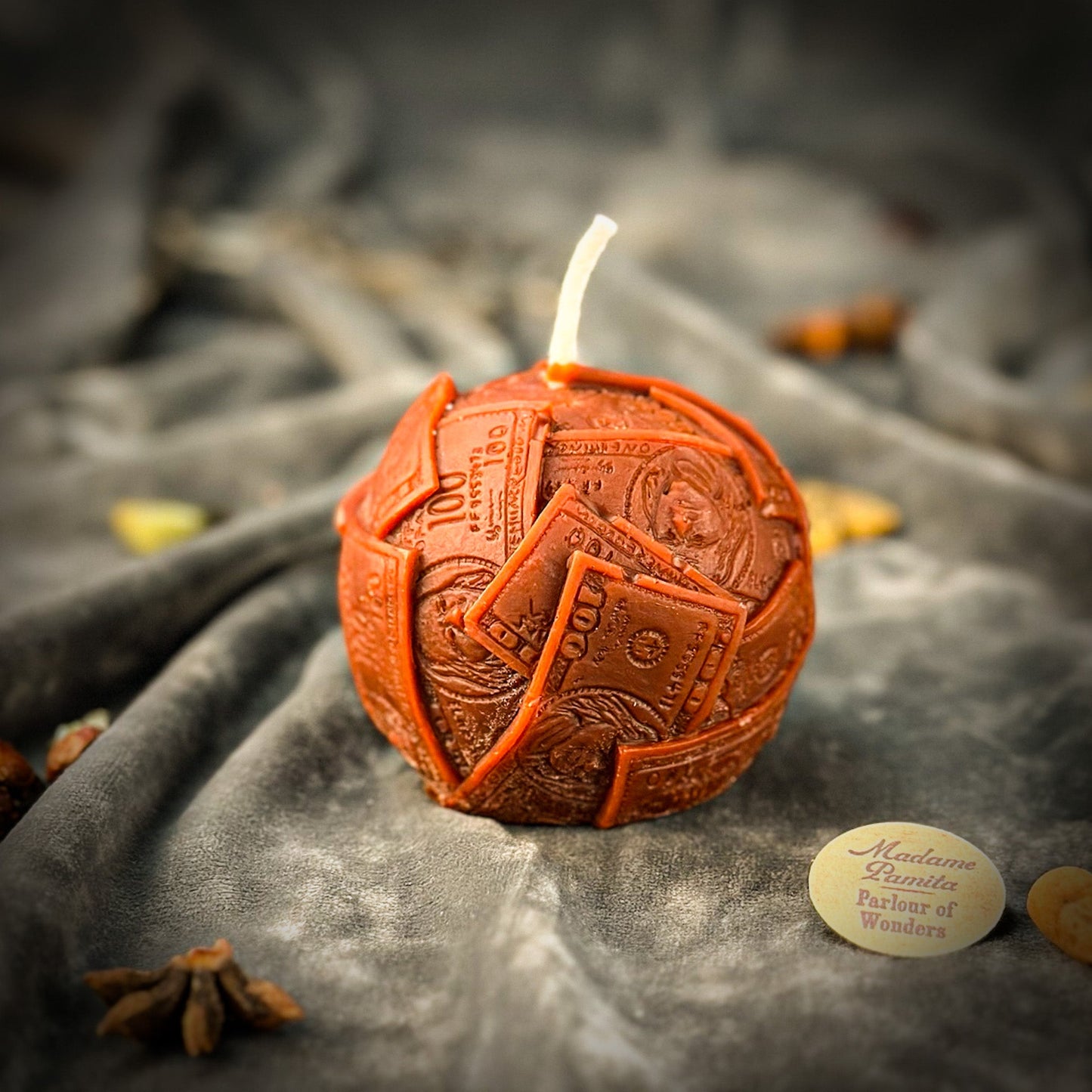 Vela de Hechizo de Cera de Abeja "Rodar en el Dinero" - Riqueza de Lujo y Abundancia Opulenta