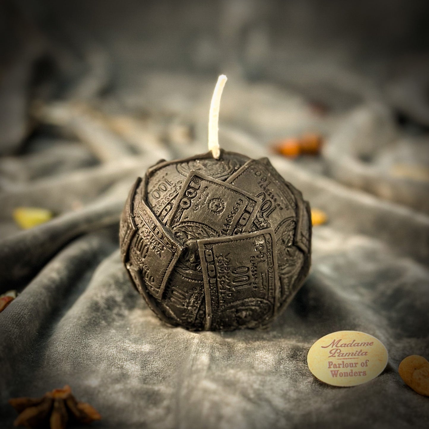 Vela de Hechizo de Cera de Abeja "Rodar en el Dinero" - Riqueza de Lujo y Abundancia Opulenta