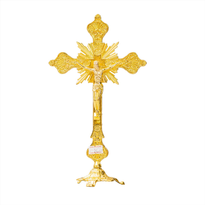 Cruz Dorada de 10" / Gold Cross - Decoración religiosa para el hogar y pieza de altar espiritual