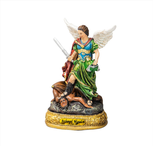 San Miguel Arcángel 8" / Saint Michael Archangel 8" Religious Statue - Warrior Against Evil