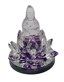 Kwan Yin de Cristal sobre Loto - Seleccionar Color